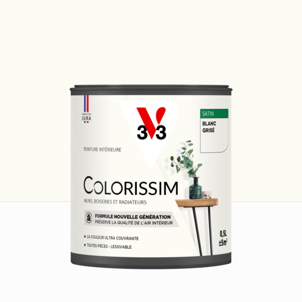 Peinture intérieure Colorissim® Blanc Grisé Satiné 0,5L - V33