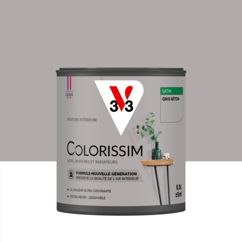 Peinture intérieure Colorissim® Gris Béton Satiné 0,5L - V33