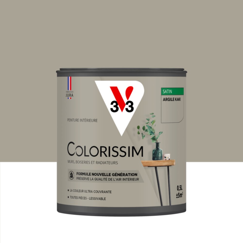 Peinture intérieure Colorissim® Argile Kaki Satiné 0,5L - V33