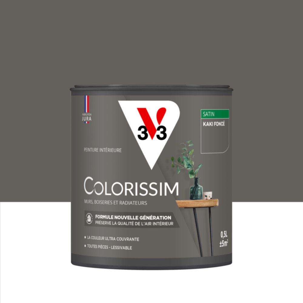 Peinture intérieure Colorissim® Kaki Foncé Satiné 0,5L - V33