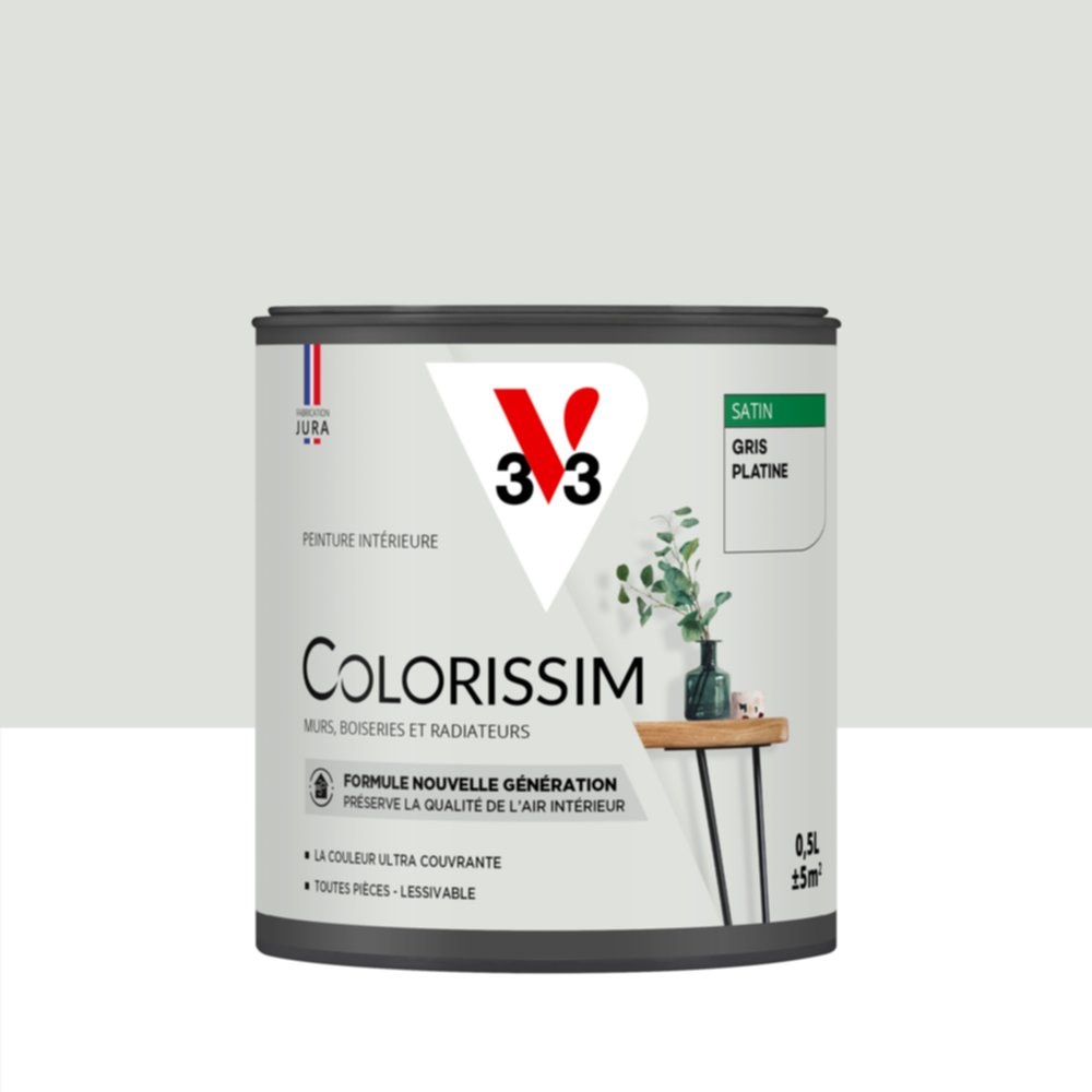 Peinture intérieure Colorissim® Gris Platine Satiné 0,5L - V33