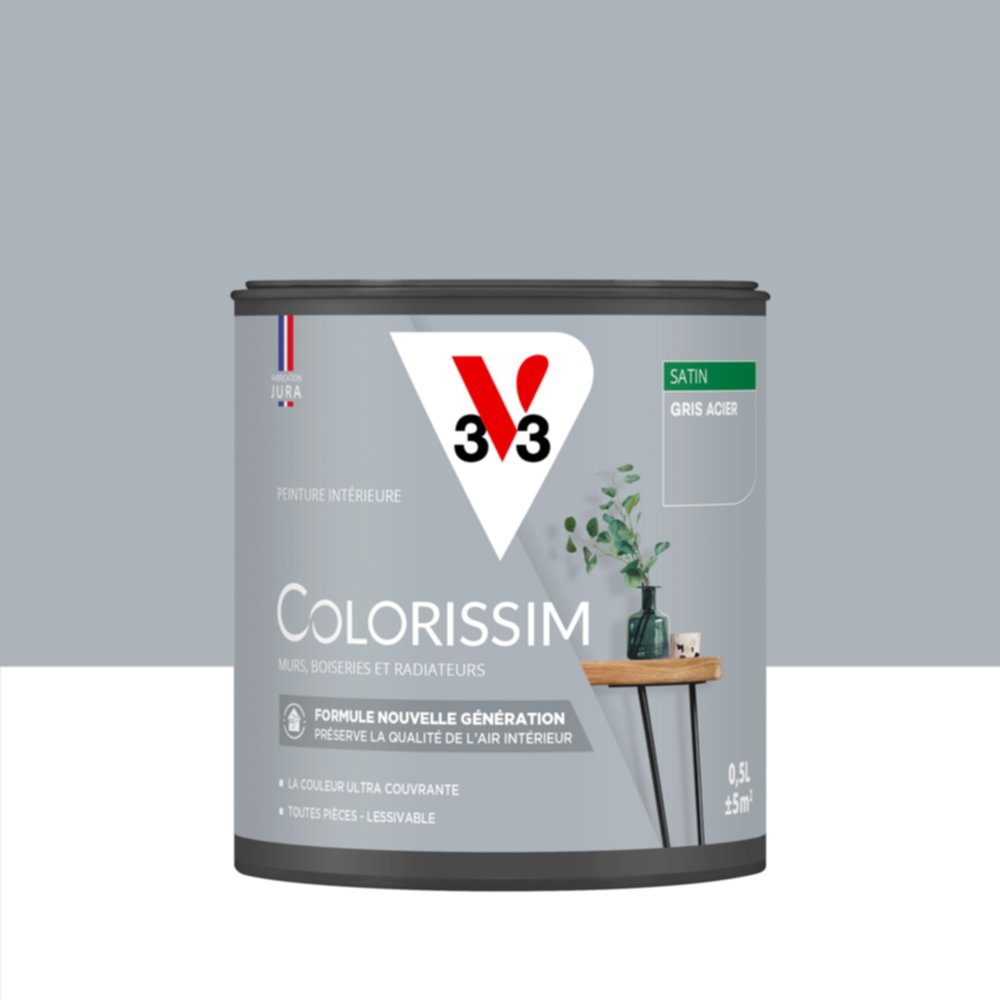 Peinture intérieure Colorissim® Gris Acier Satiné 0,5L - V33