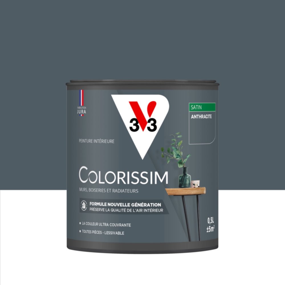 Peinture intérieure Colorissim® Anthracite Satiné 0,5L - V33