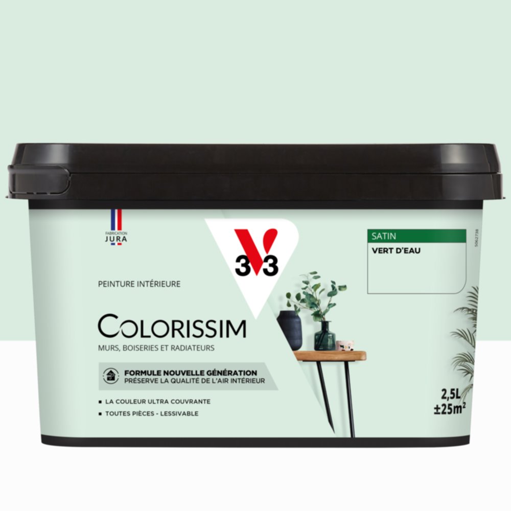 Peinture intérieure Colorissim® Vert D'Eau Satiné 2,5L - V33