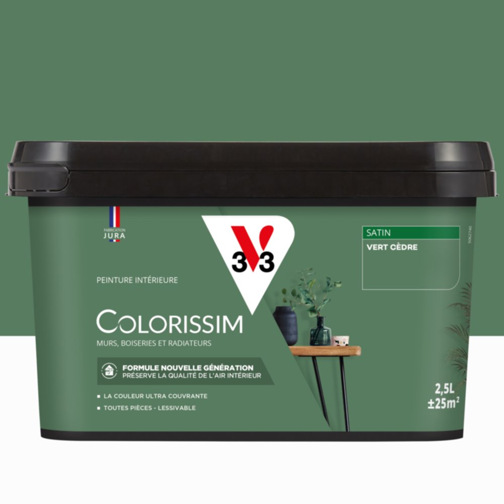 Peinture intérieure Colorissim® Vert Cèdre Satiné 2,5L - V33