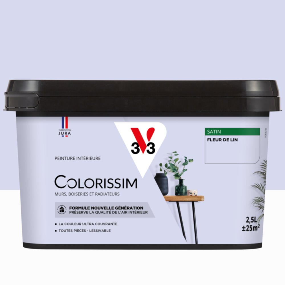 Peinture intérieure Colorissim® Fleur de Lin Satiné 2,5L - V33