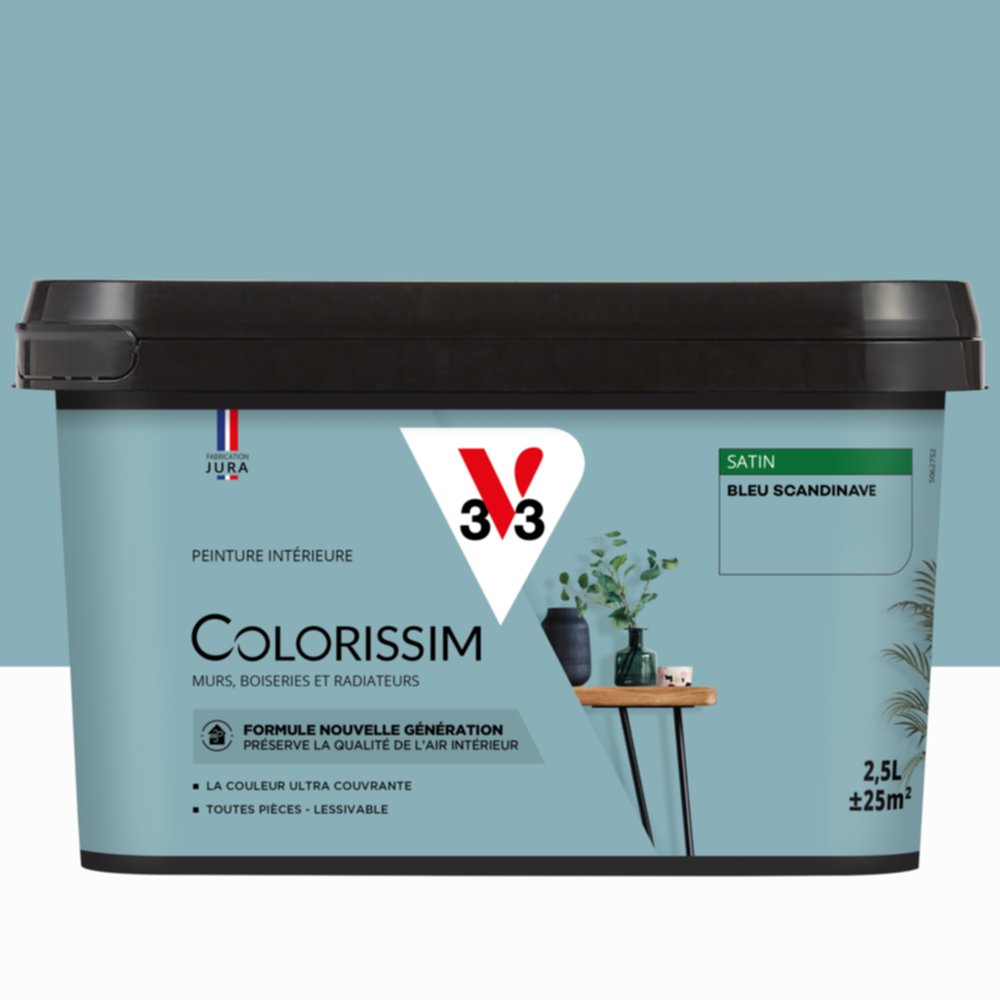 Peinture intérieure Colorissim® Bleu Scandinave Satiné 2,5L - V33