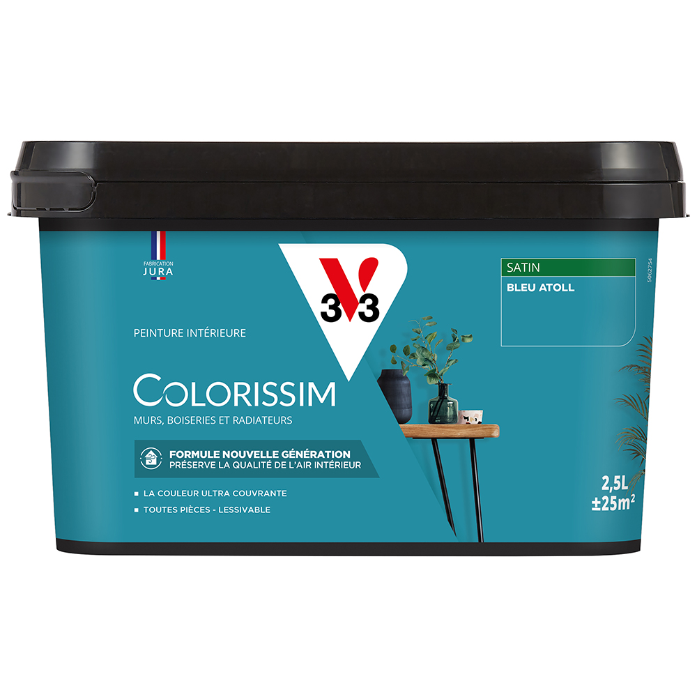 Peinture colorissim 2,5 l satin bleu atoll