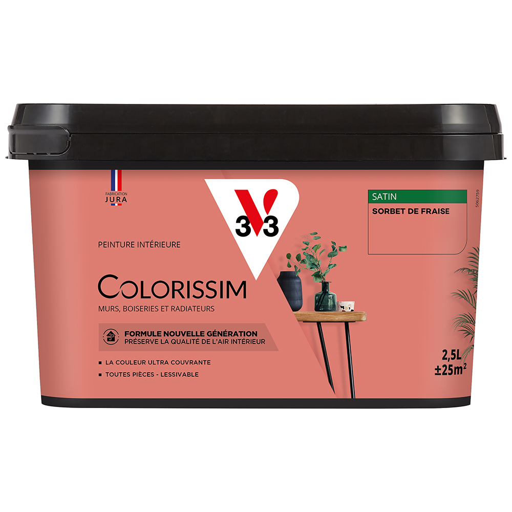 Peinture colorissim 2,5 l satin sorbet fraise