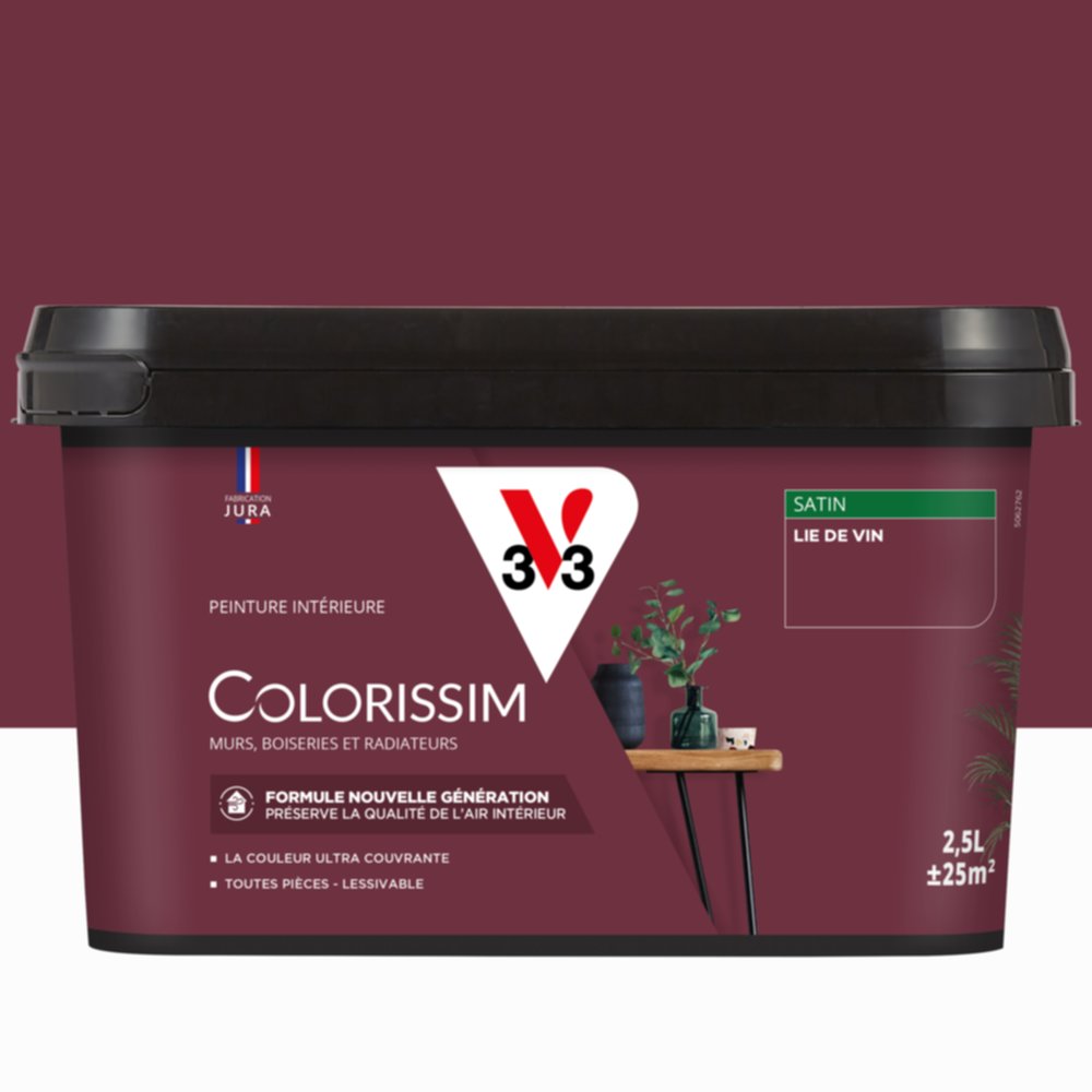 Peinture intérieure Colorissim® Lie de Vin Satiné 2,5L - V33