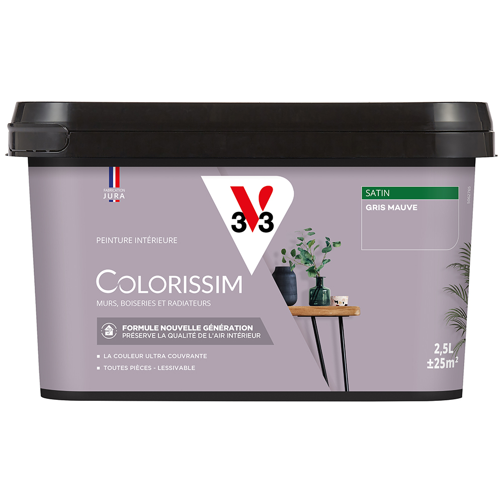 Peinture colorissim 2,5 l satin gris mauve 