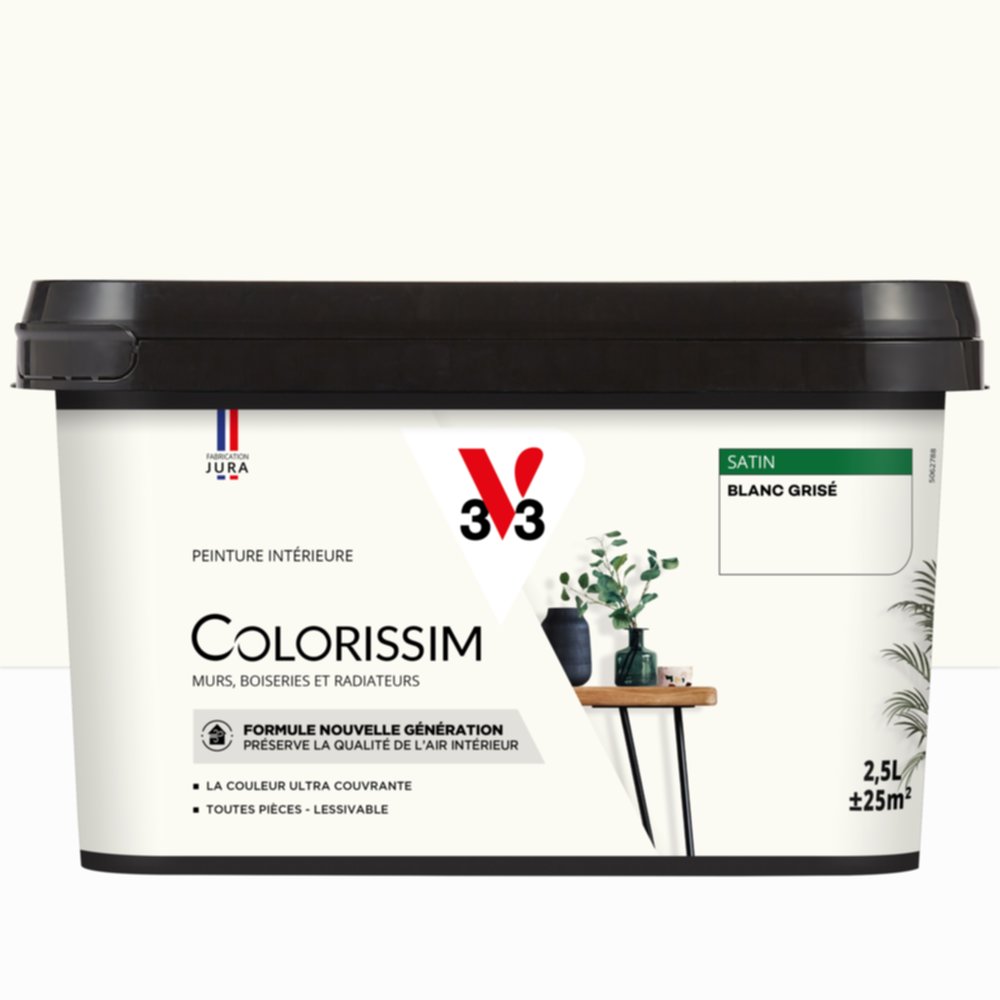 Peinture intérieure Colorissim® Blanc Grisé Satiné 2,5L - V33