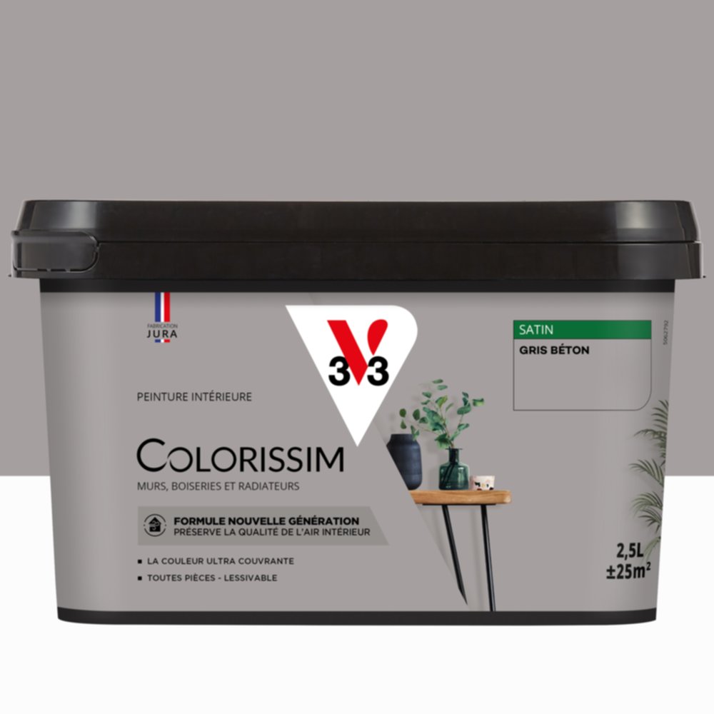 Peinture intérieure Colorissim® Gris Béton Satiné 2,5L - V33