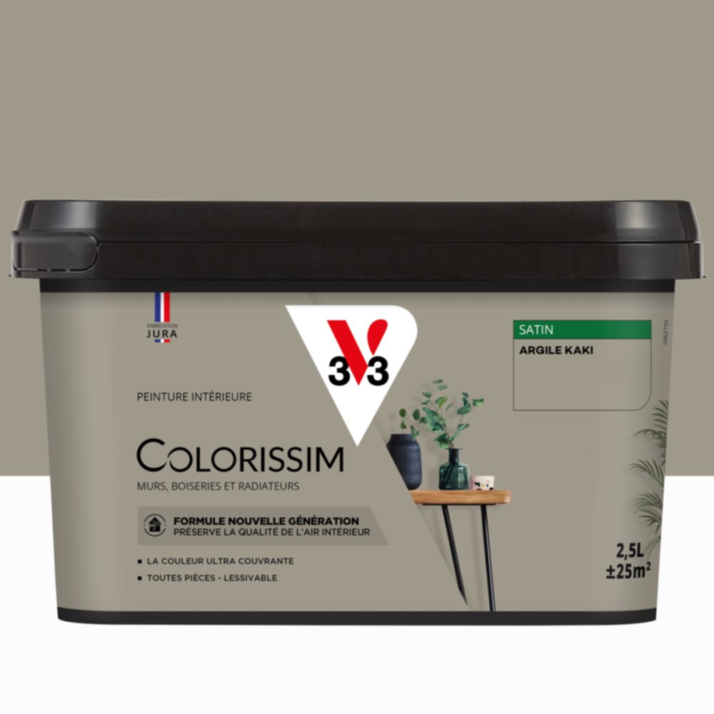 Peinture intérieure Colorissim® Argile Kaki Satiné 2,5L - V33