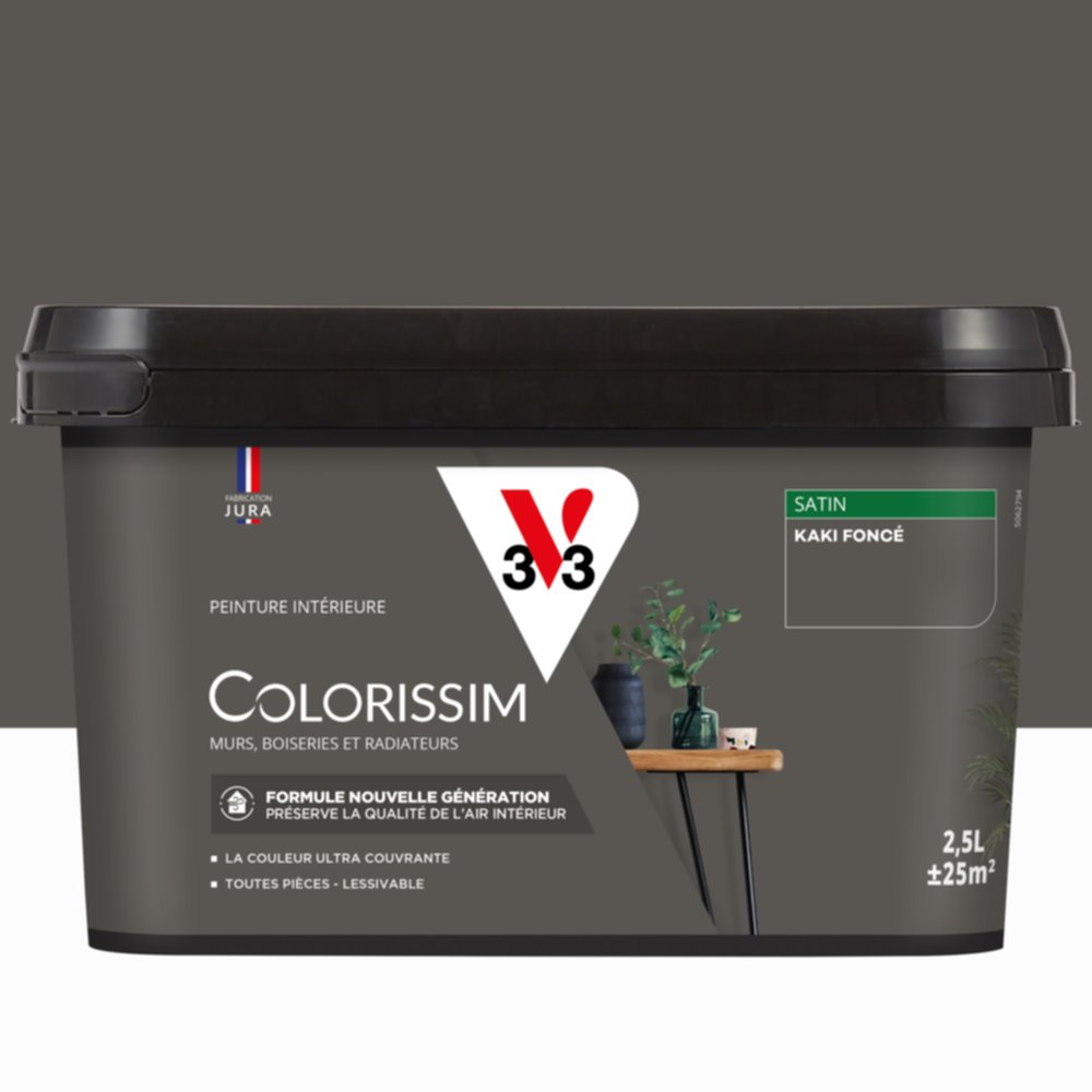 Peinture intérieure Colorissim® Kaki Foncé Satiné 2,5L - V33