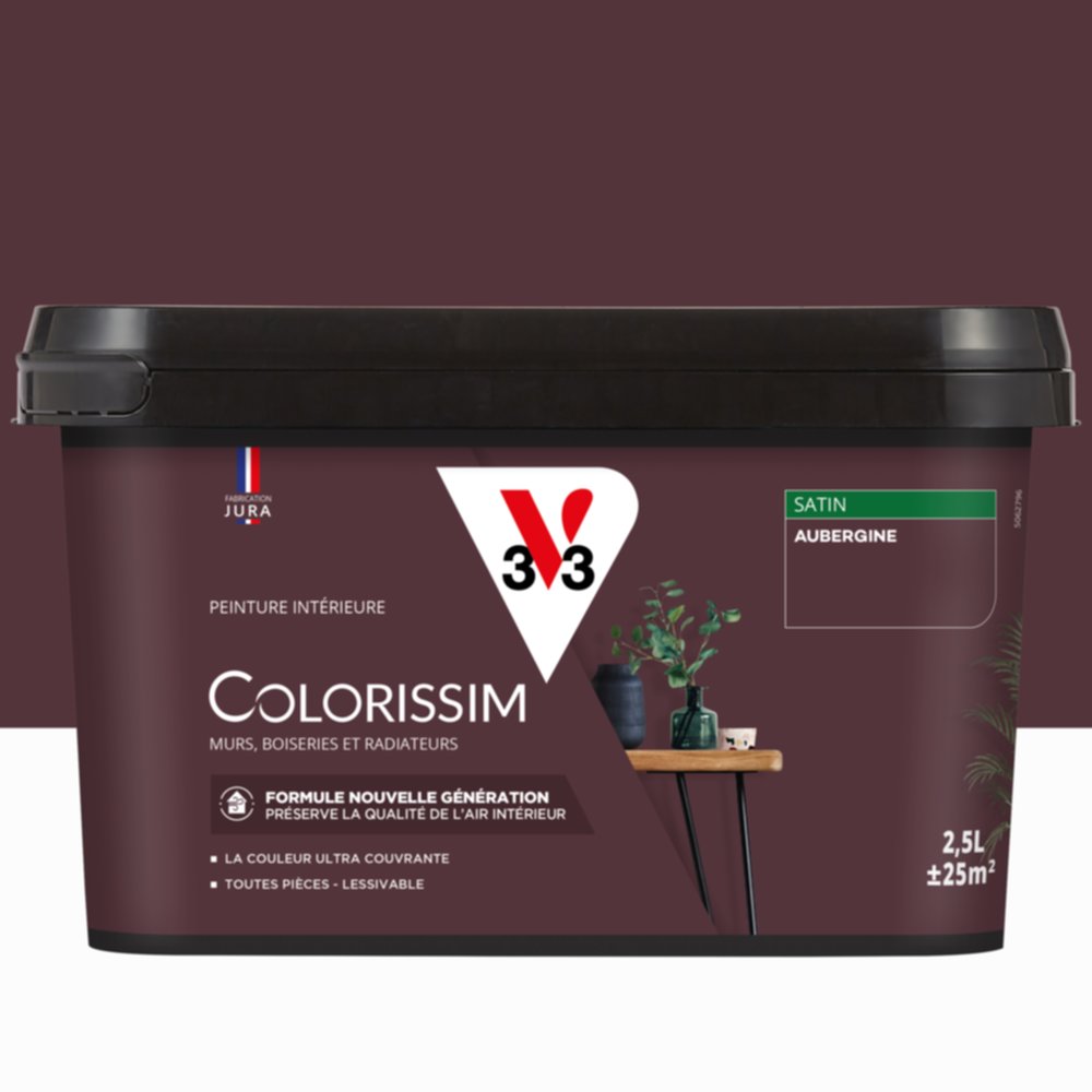 Peinture intérieure Colorissim® Aubergine Satiné 2,5L - V33