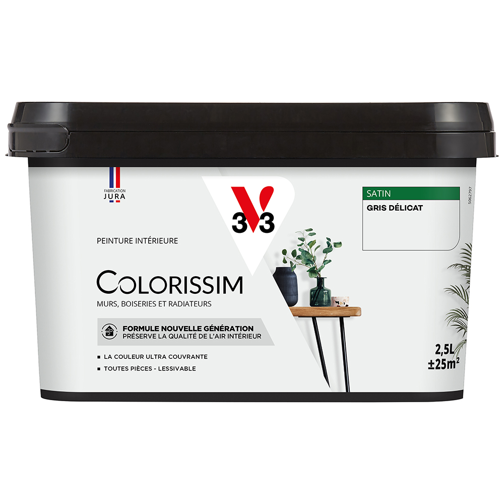 Peinture colorissim 2,5 l satin gris délicat