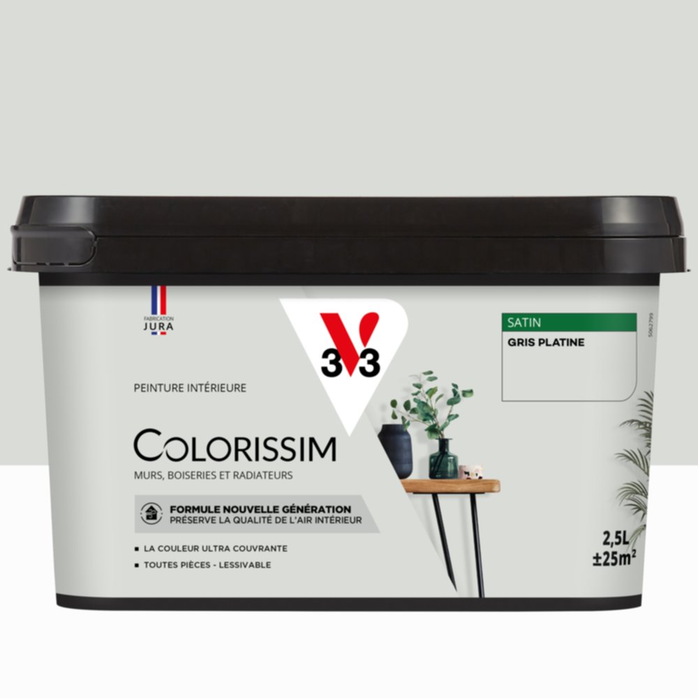 Peinture intérieure Colorissim® Gris Platine Satiné 2,5L - V33