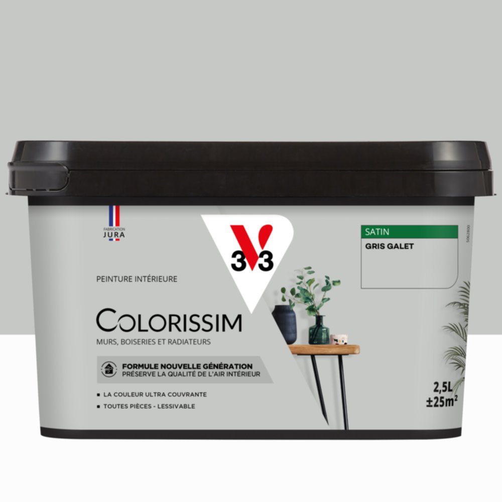 Peinture intérieure Colorissim® Gris Galet Satiné 2,5L - V33