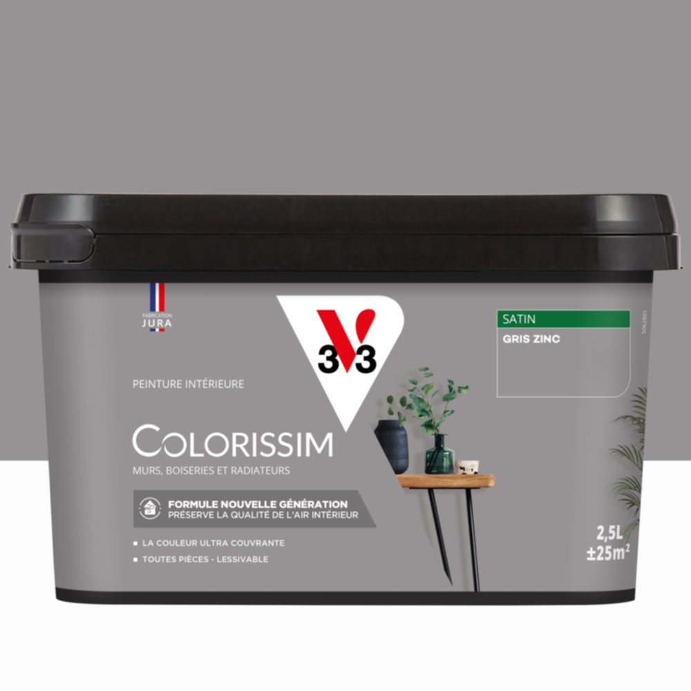 Peinture intérieure Colorissim® Gris Zinc Satiné 2,5L - V33