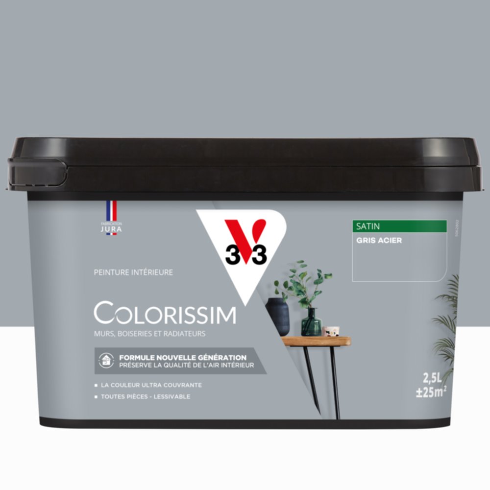 Peinture intérieure Colorissim® Gris Acier Satiné 2,5L - V33