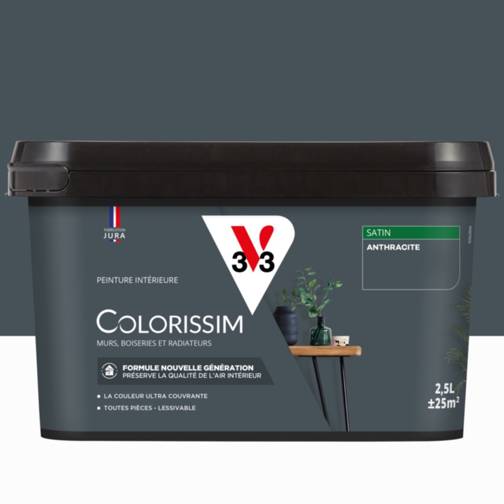 Peinture intérieure Colorissim® Anthracite Satiné 2,5L - V33