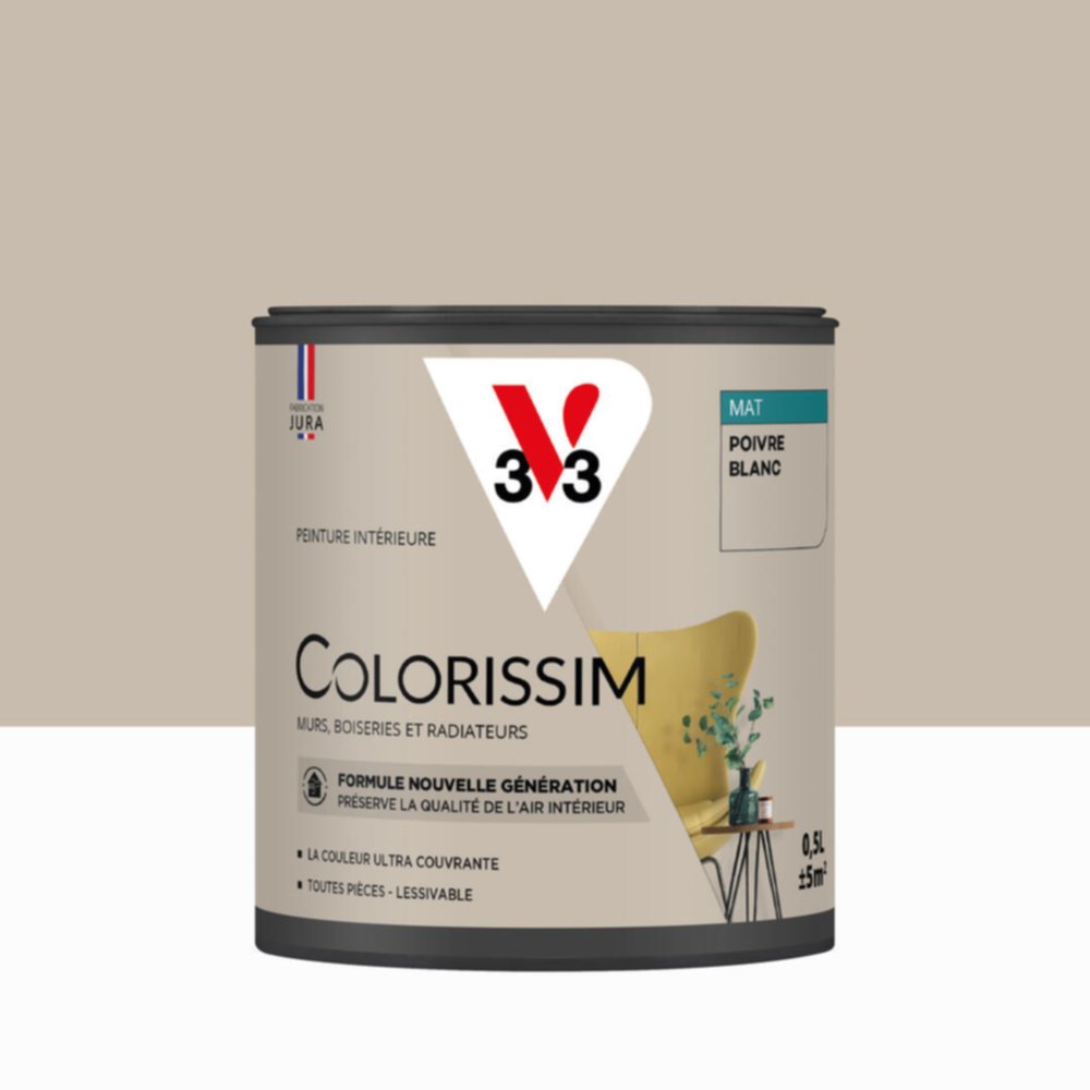 Peinture intérieure Colorissim® Poivre Blanc Mat 0,5L - V33