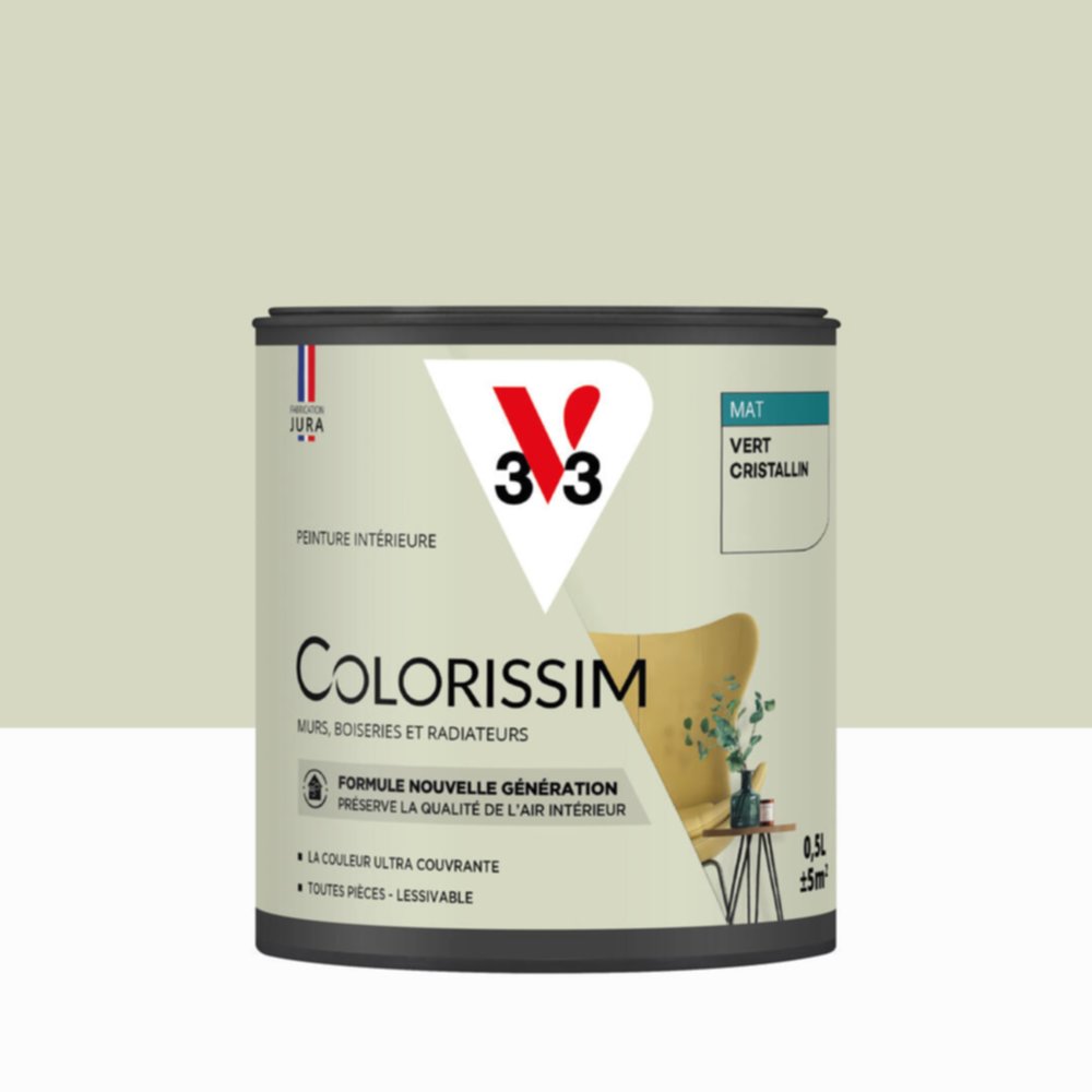 Peinture intérieure Colorissim® Vert Cristallin Mat 0,5L - V33