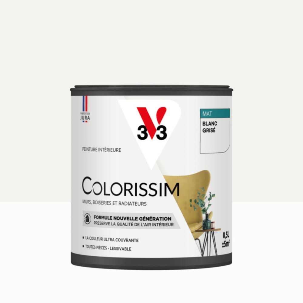 Peinture intérieure Colorissim® Blanc Grisé Mat 0,5L - V33