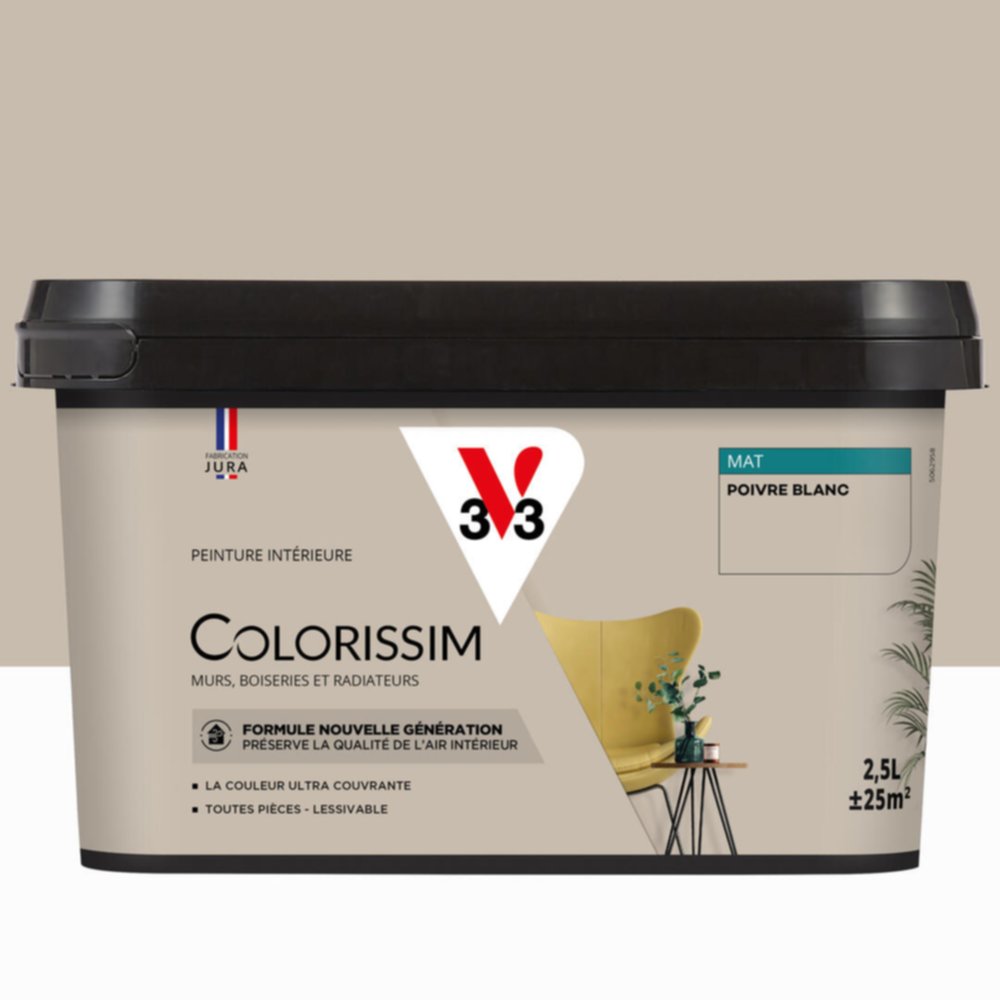 Peinture intérieure Colorissim® Poivre Blanc Mat 2,5L - V33