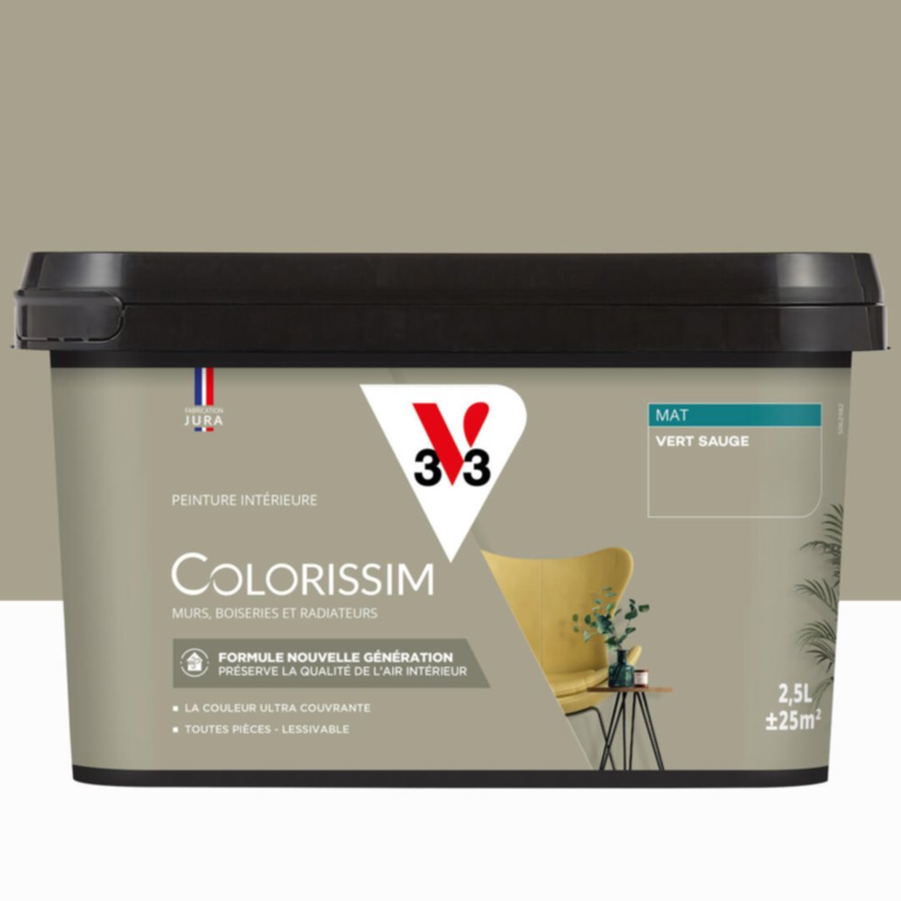 Peinture intérieure Colorissim® Vert Sauge Mat 2,5L - V33