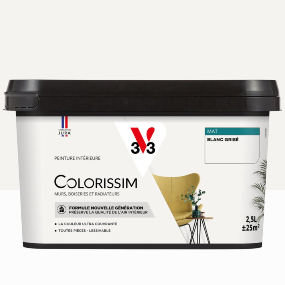 Peinture intérieure Colorissim® Blanc Grisé Mat 2,5L - V33