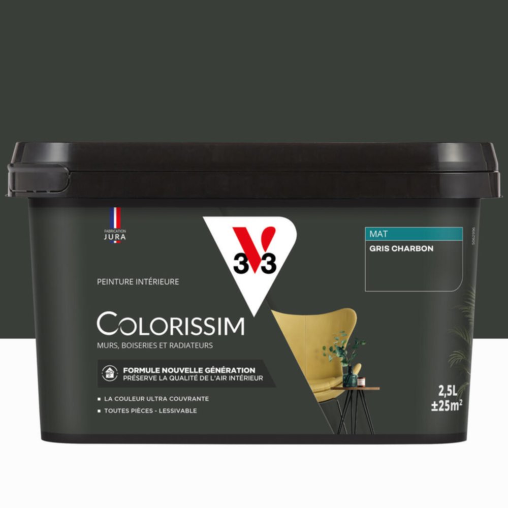 Peinture intérieure Colorissim® Gris Charbon Mat 2,5L - V33