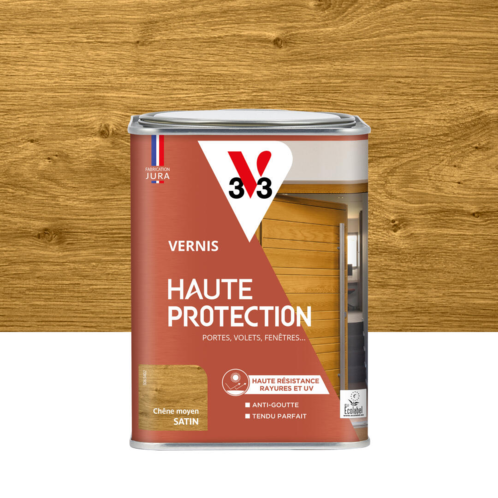 Vernis Haute Protection Ecolabel chêne moyen Satin 1L - V33