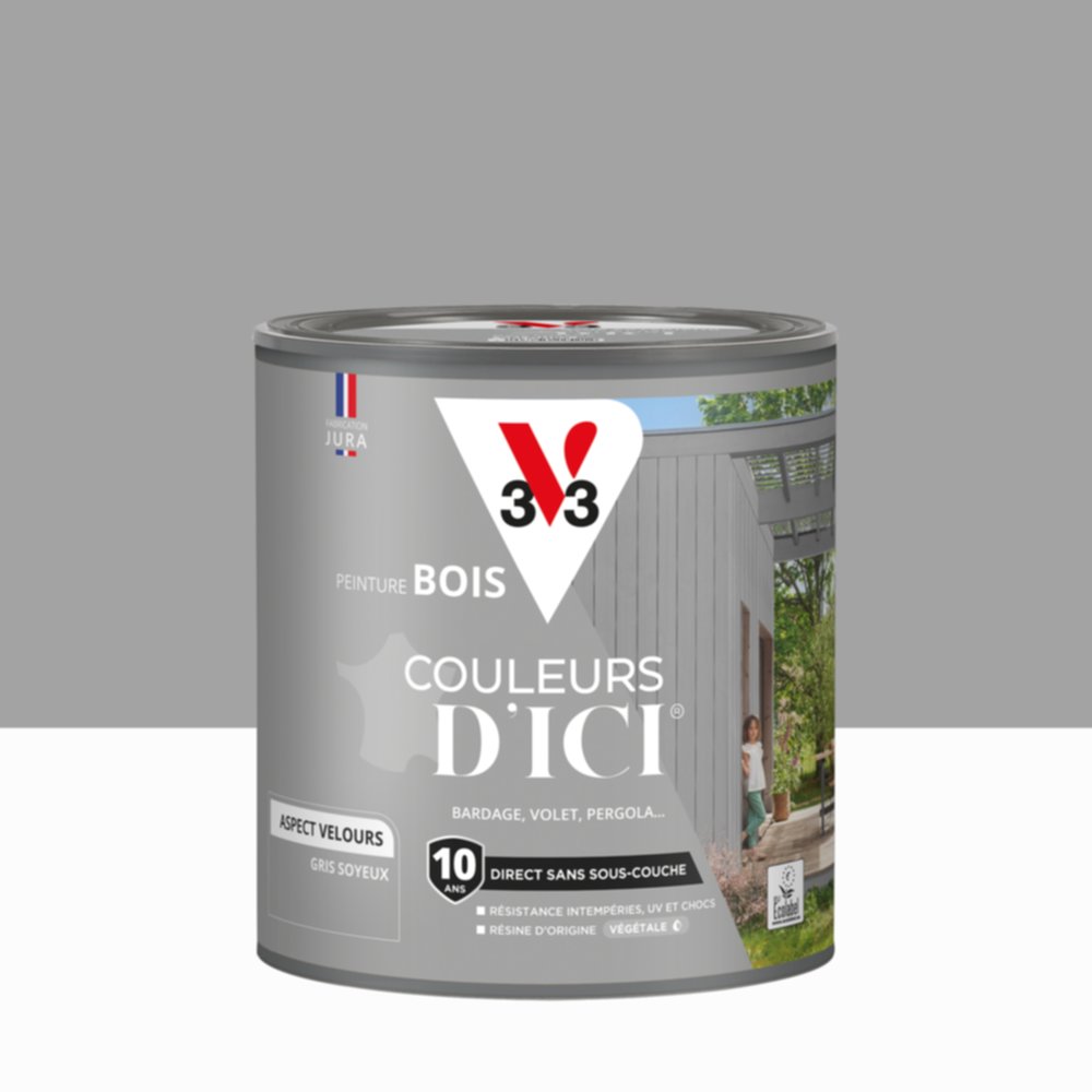 Peinture Bois Couleurs D’Ici® Gris Soyeux 0,5L - V33