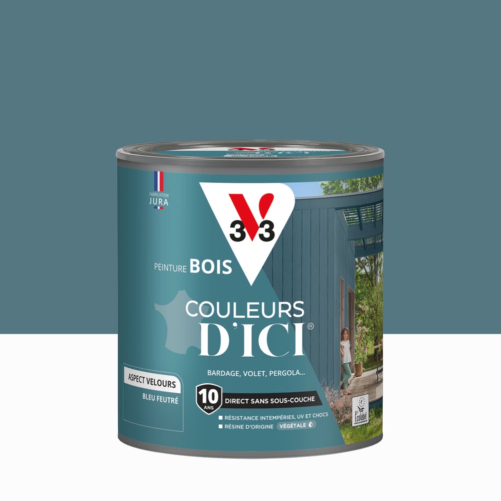 Peinture Bois Couleurs D’Ici® Bleu Feutré 0,5L - V33