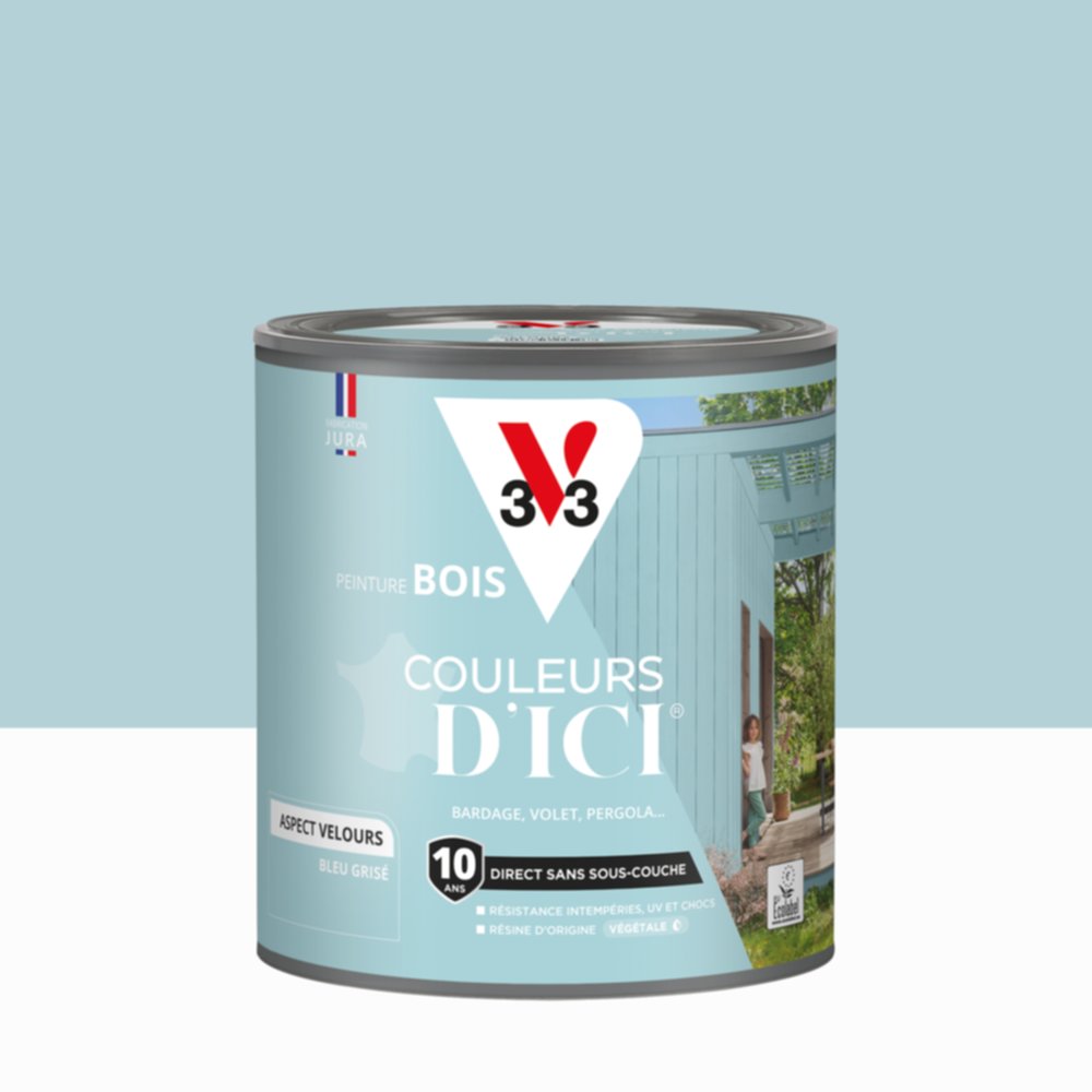 Peinture Bois Couleurs D’Ici® Bleu Grisé 0,5L - V33