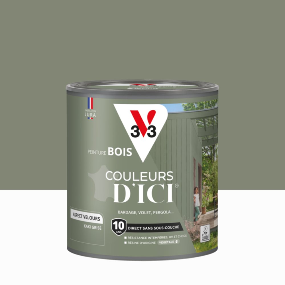 Peinture Bois Couleurs D’Ici® Kaki Grisé 0,5L - V33