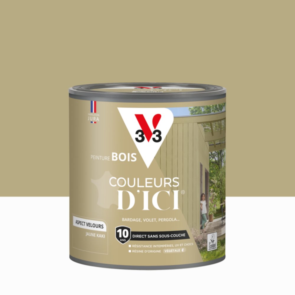 Peinture Bois Couleurs D’Ici® Jaune Kaki 0,5L - V33