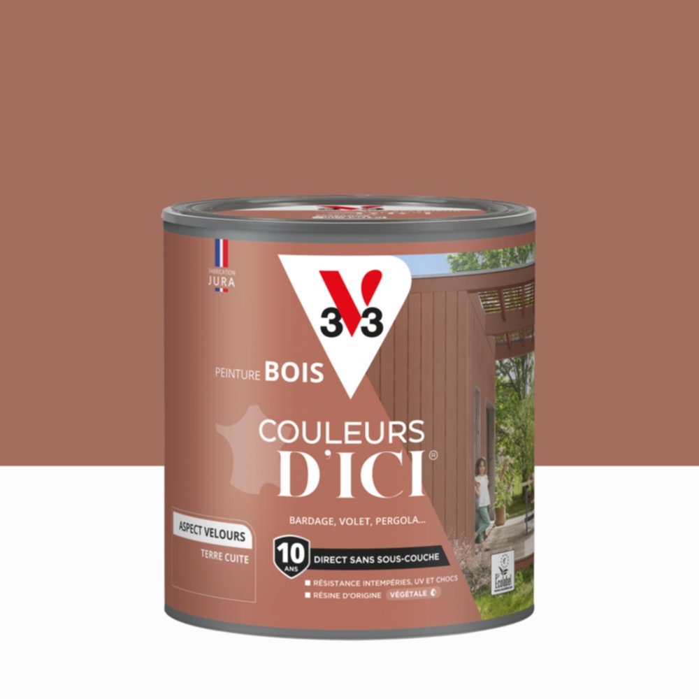 Peinture Bois Couleurs D’Ici® Terre Cuite 0,5L - V33