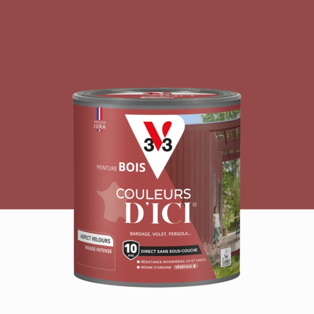 Peinture Bois Couleurs D’Ici® Rouge Intense 0,5L - V33