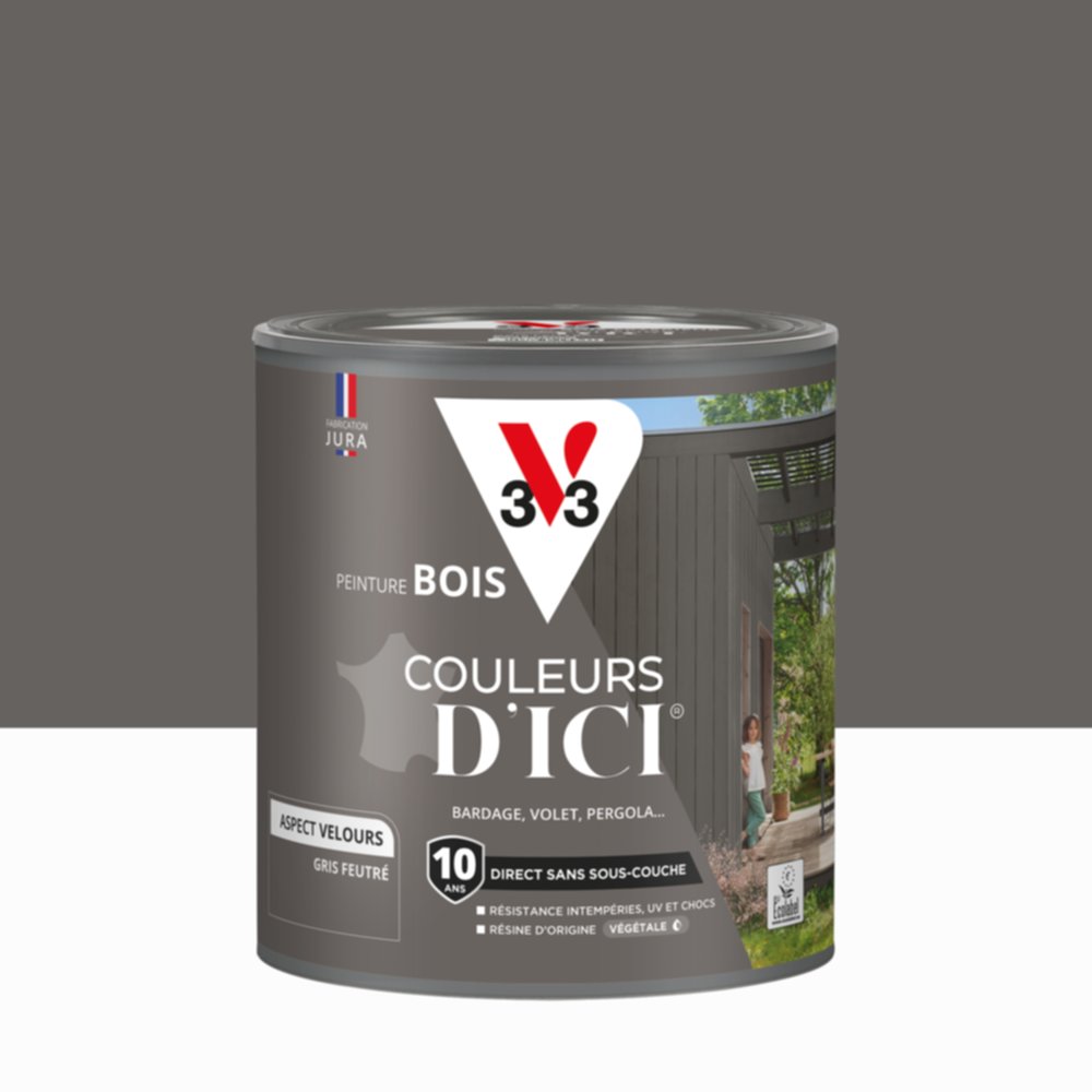 Peinture Bois Couleurs D’Ici® Gris Feutré 0,5L - V33