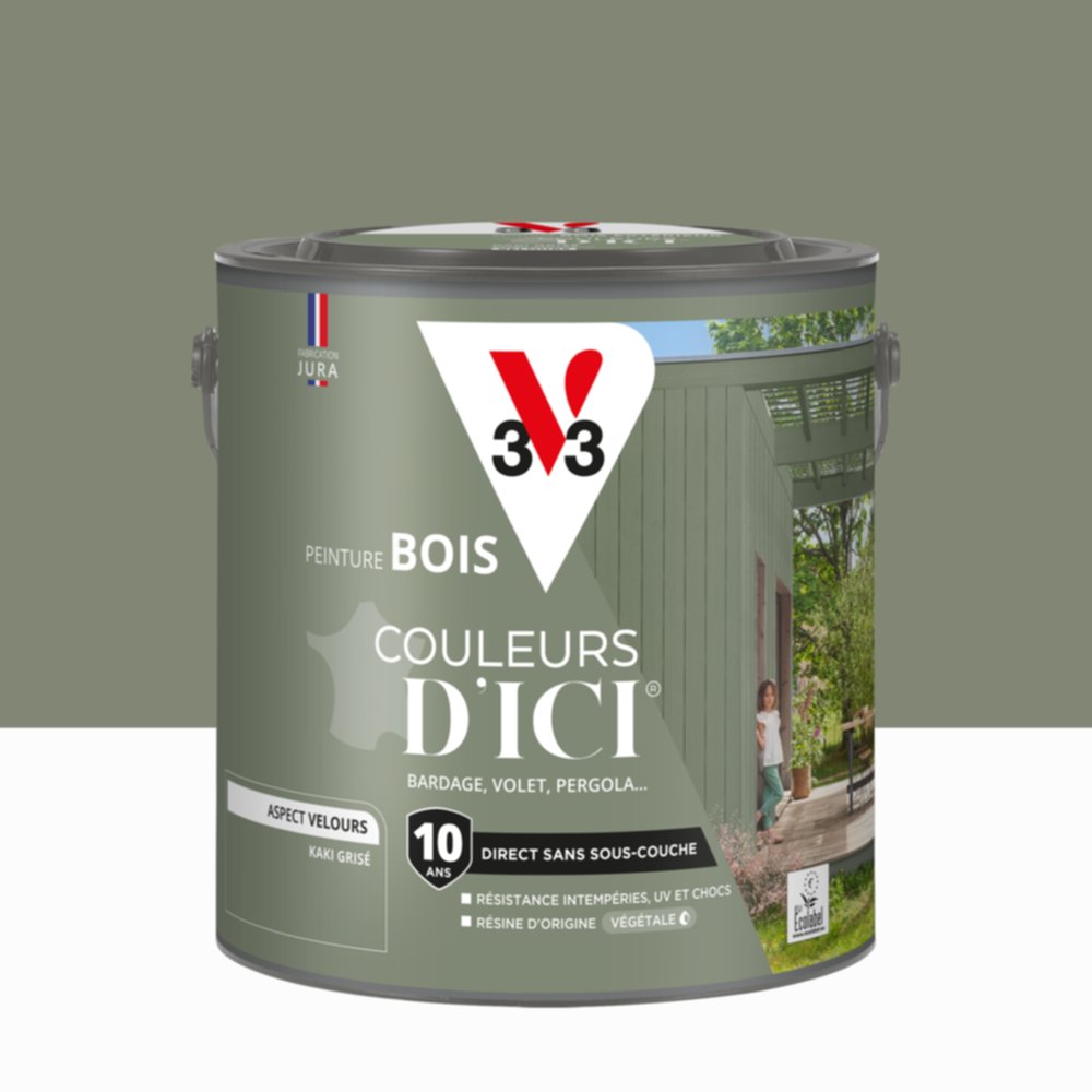 Peinture Bois Couleurs D’Ici® Kaki Grisé 2L - V33