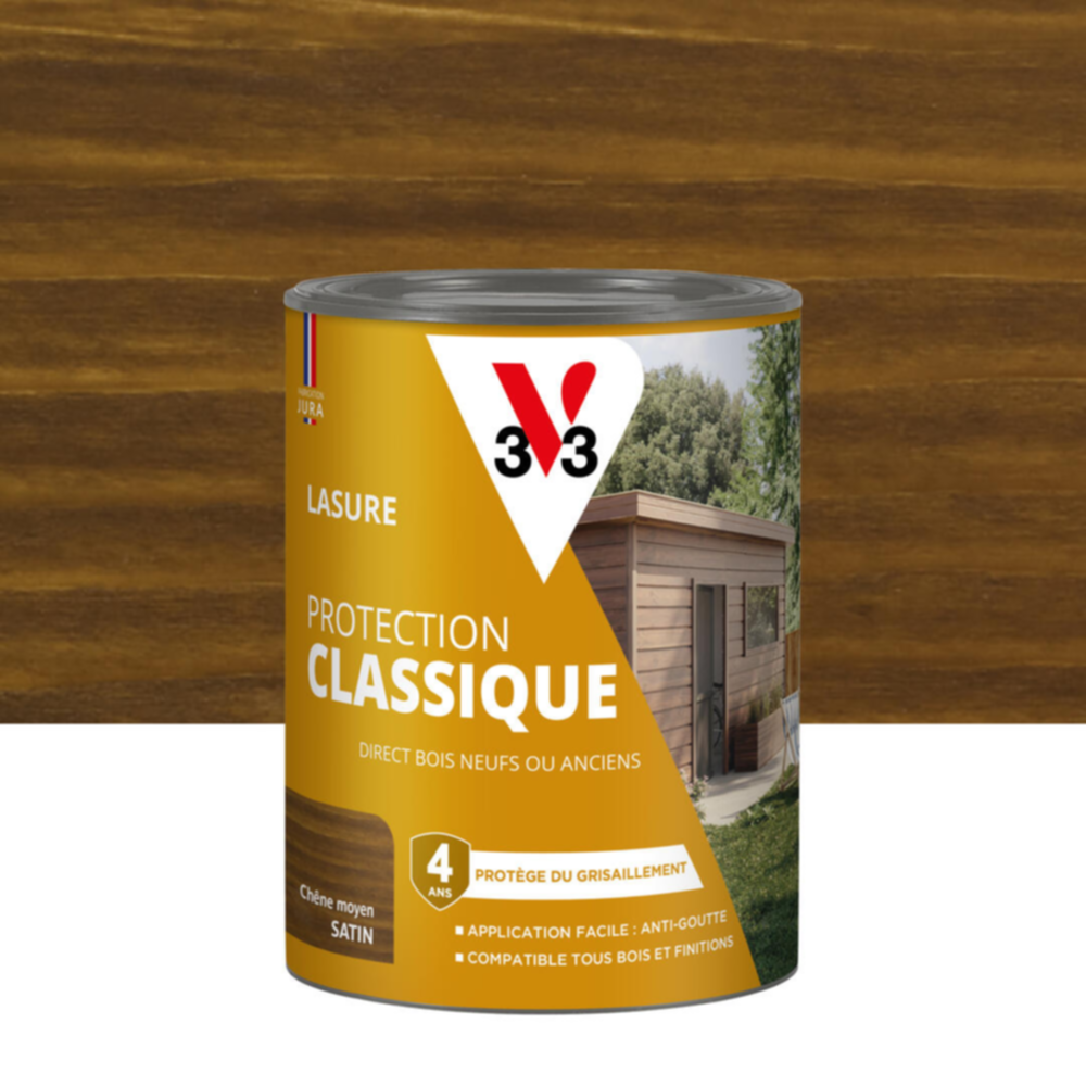 Lasure Protection Classique chêne moyen Satin 0,75L - V33