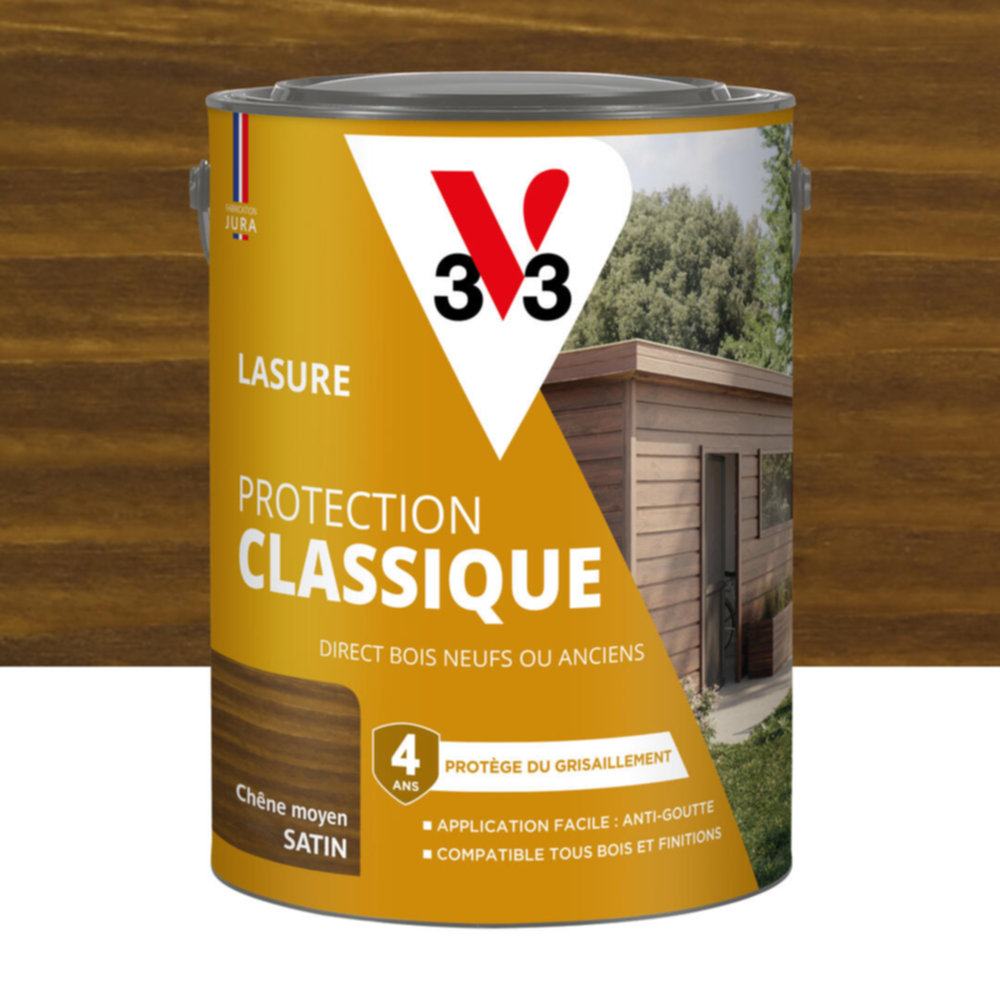 Lasure Protection Classique chêne moyen Satin 5L - V33