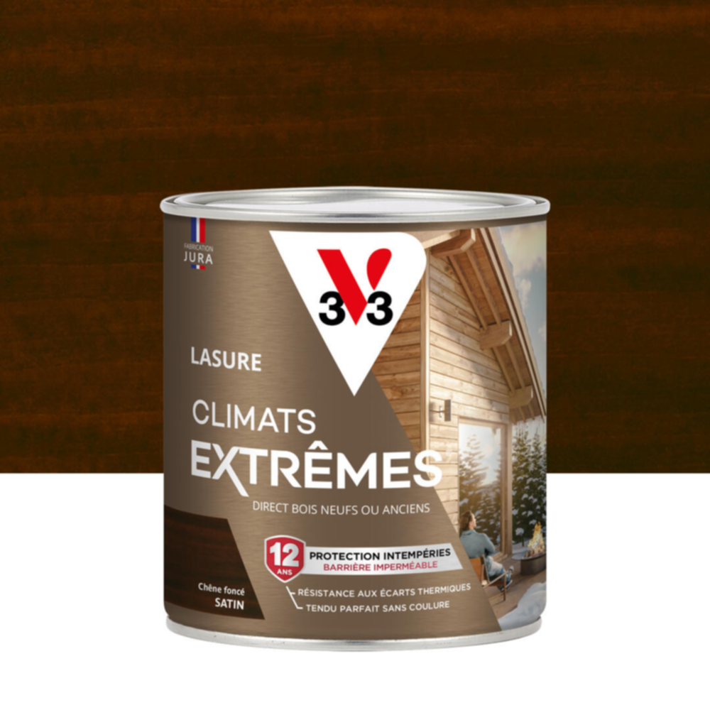 Lasure Climats Extrêmes ® 12ans chêne foncé Satin 0,75L - V33