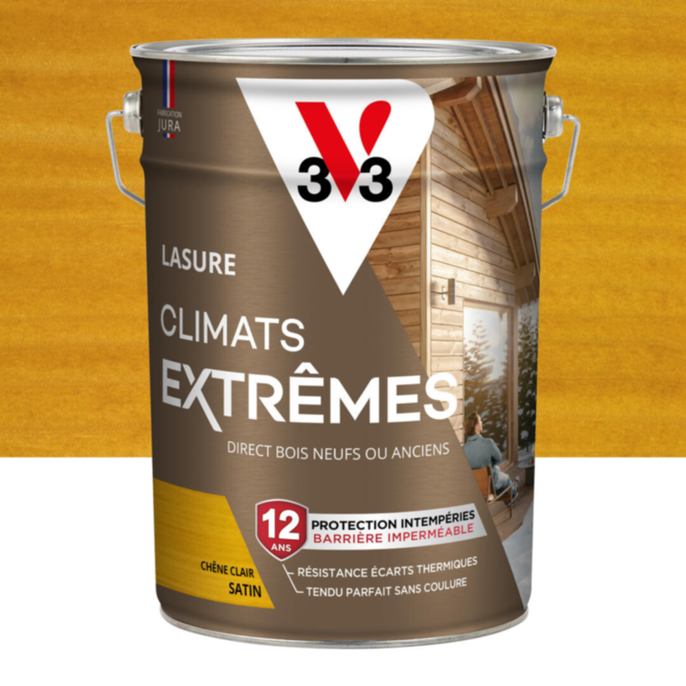 Lasure Climats Extrêmes ® 12ans chêne clair Satin 5L - V33