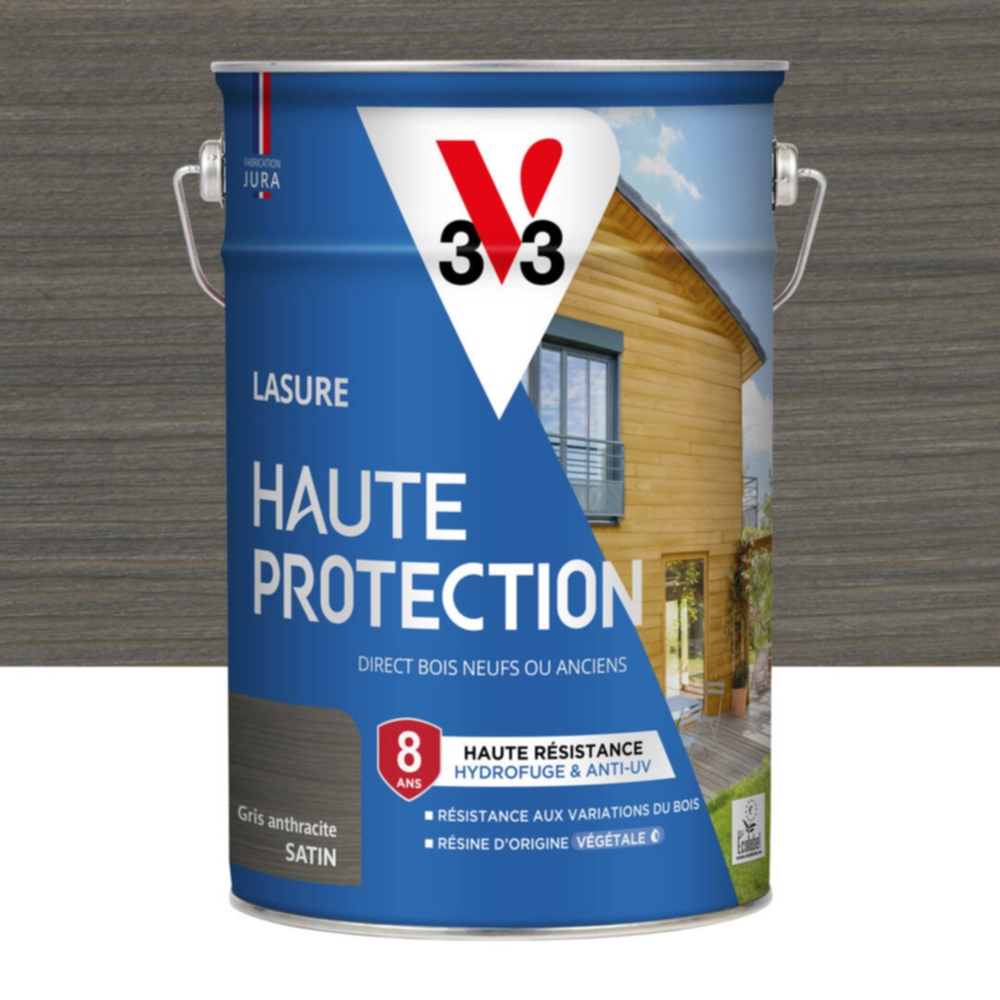 Lasure Haute Protection gris anthracite Satin 5L - V33