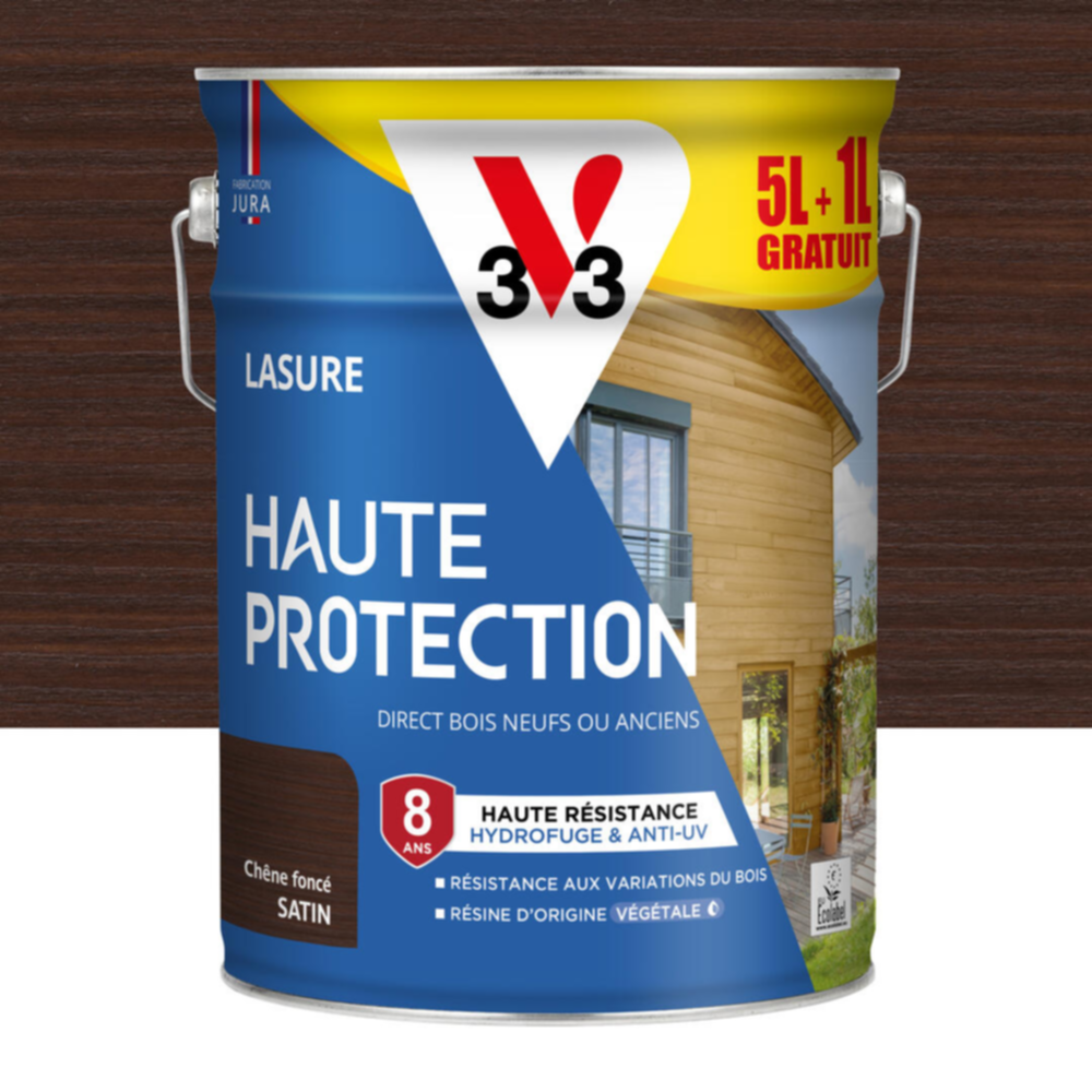 Lasure Haute Protection chêne foncé Satin 5L + 20% - V33