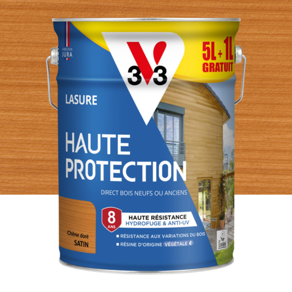 Lasure Haute Protection chêne doré Satin 5L + 20% - V33